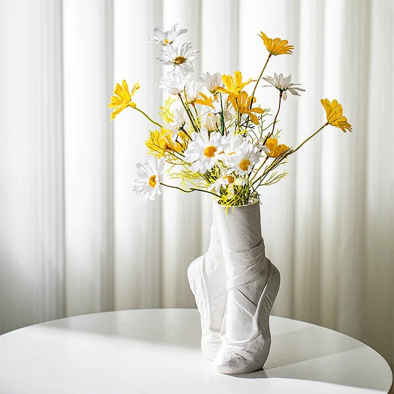 Raxiva-nordic ceramic ballet shoes vase elegant sculpture home decor flower arrangements