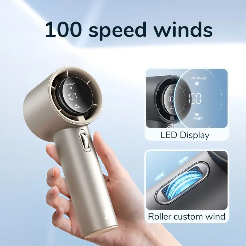 Raxiva-portable rechargeable hand fan electric pocket fan with stand and lanyard