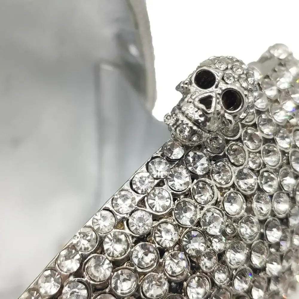 Raxiva-skull head halloween womens crystal party clutch bag