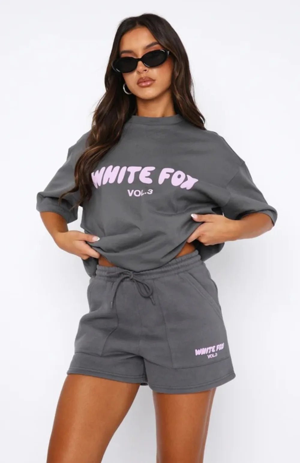 Raxiva-sporty casual loose printed t shirt shorts spring chic two piece set women