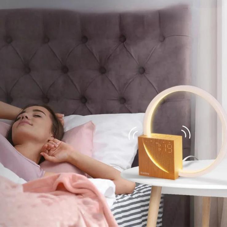 Raxiva-touch control bedside lamp night light natural sounds alarm clock 3 brightness levels