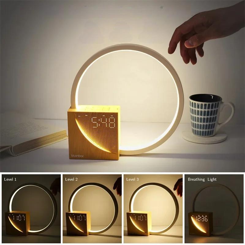 Raxiva-touch control bedside lamp night light natural sounds alarm clock 3 brightness levels
