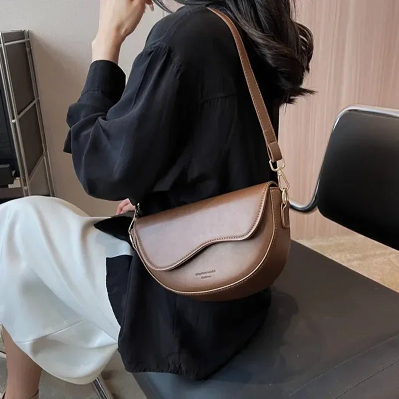 Raxiva-vintage leather saddle bag summer chain shoulder crossbody handbag for women