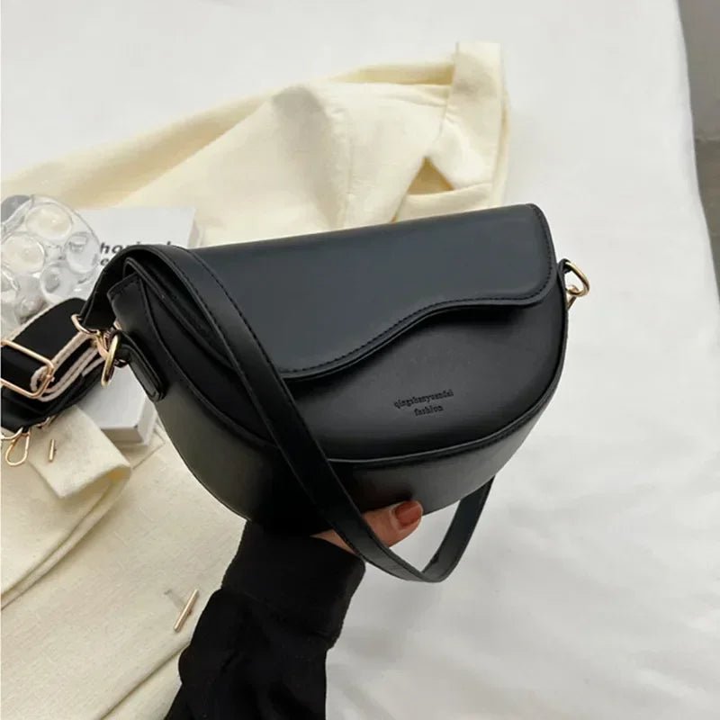 Raxiva-vintage leather saddle bag summer chain shoulder crossbody handbag for women