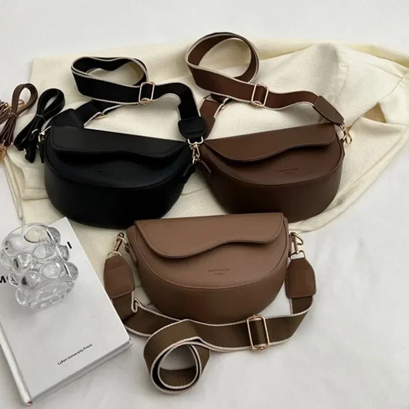 Raxiva-vintage leather saddle bag summer chain shoulder crossbody handbag for women