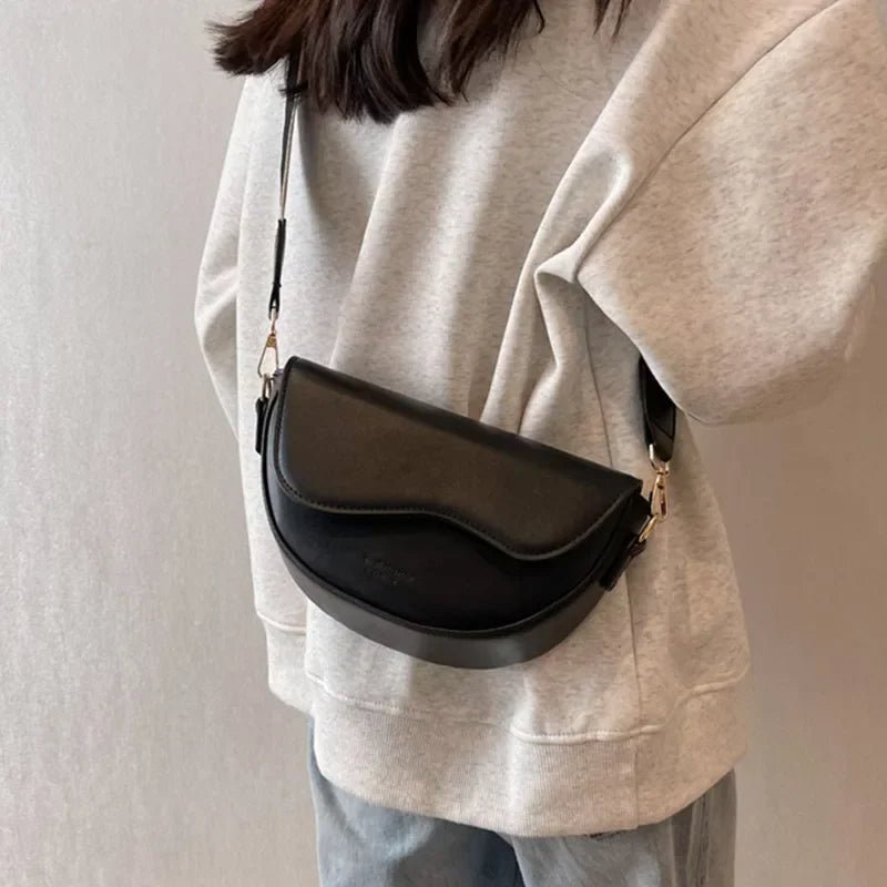 Raxiva-vintage leather saddle bag summer chain shoulder crossbody handbag for women